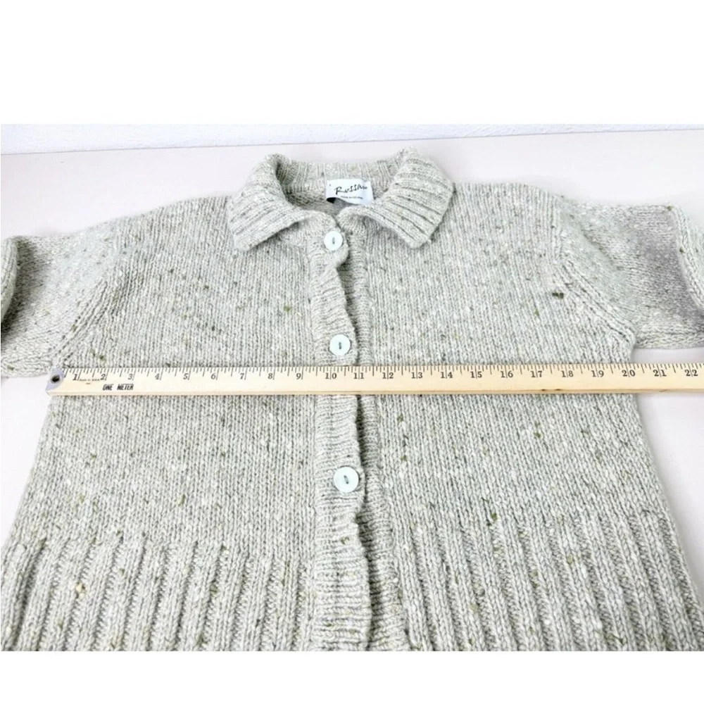 Rossan Donegal Large Wool Neutral Oatmeal Sweater Cardigan Button Up EUC - Picture 4 of 6